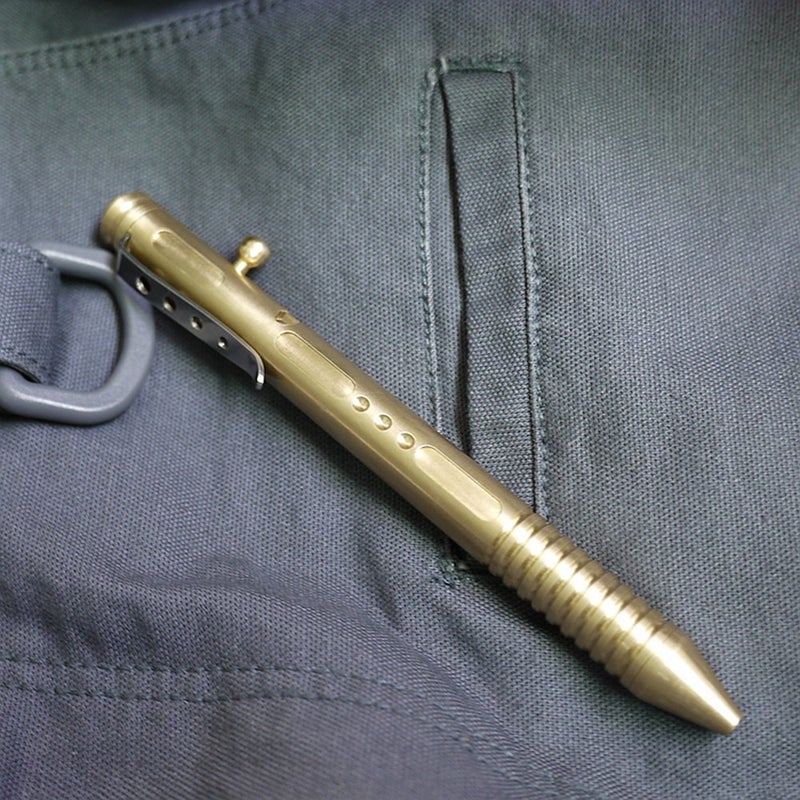 EKLOEN Portable Solid Brass Pen EDC Pocket Pen Signature Pen Ballpoint Pen - Image 5